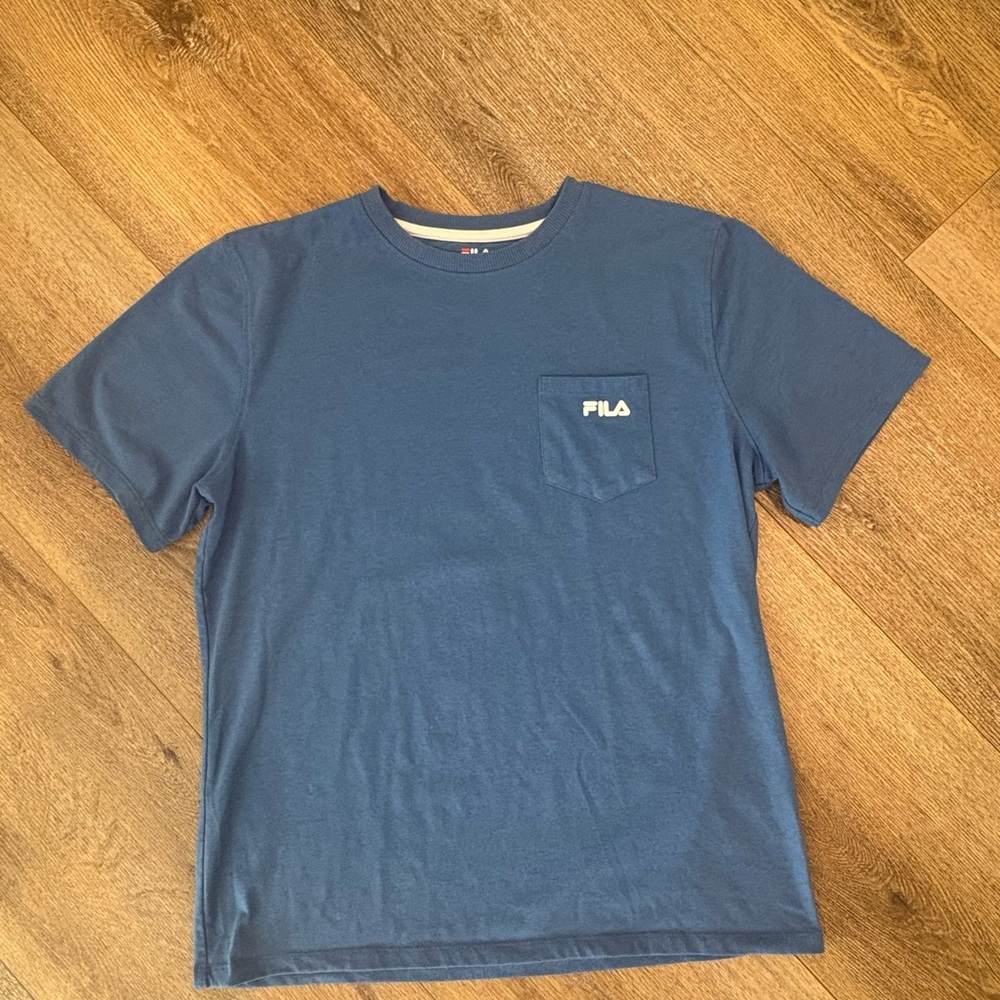 FILA Men's Small Blue Pocket Tee - Classic Crew Neck